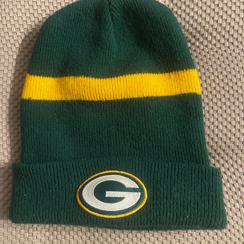 Green and Yellow Packers Beanie with Logo